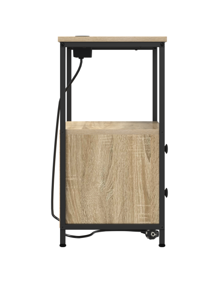 Comò con stazione di ricarica con cassetto 2 pcs rovere sonoma