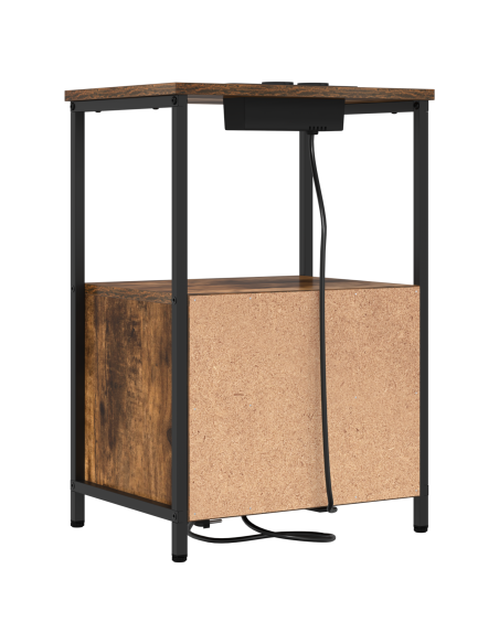 Comò con stazione di ricarica con cassetto 2 pcs Rovere fumo