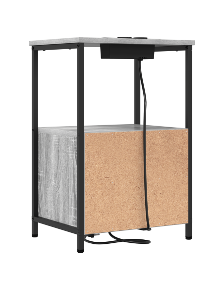 Comò con stazione di ricarica con cassetto 2 pcs Grigio sonoma