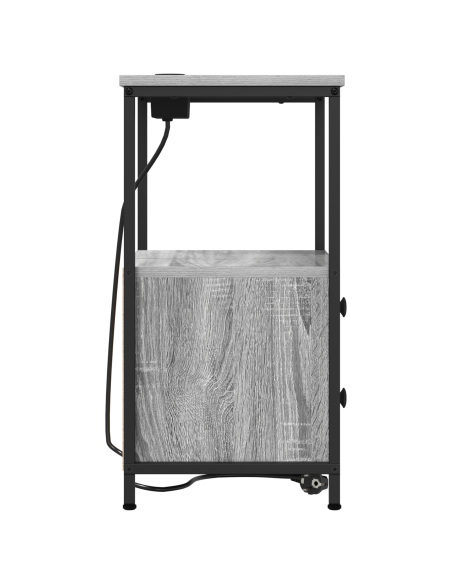 Comò con stazione di ricarica con cassetto 2 pcs Grigio sonoma