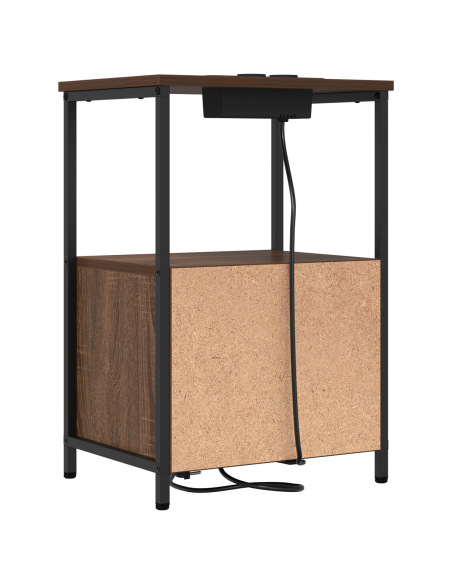 Comò con stazione di ricarica con cassetto 2 pcs Rovere marrone