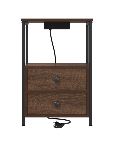 Comò con stazione di ricarica con cassetto 2 pcs Rovere marrone