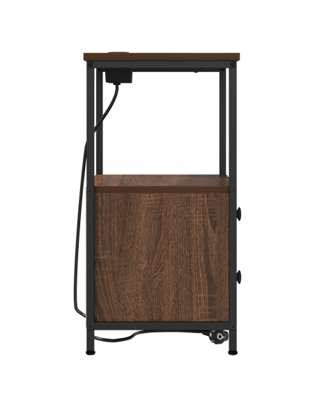 Comò con stazione di ricarica con cassetto 2 pcs Rovere marrone