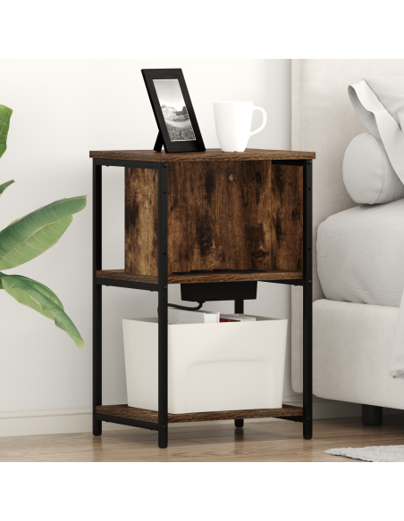 Armadio da Notte 2 pcs Rovere fumo 38 x 31 x 61 cm