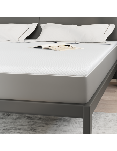 Topper per materasso Bianco 200 x 200 cm Tessuto Jacquard