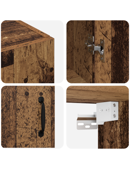 Armadio pensile con lo scaffale Legno vecchio 69.5 x 34 x 90 cm
