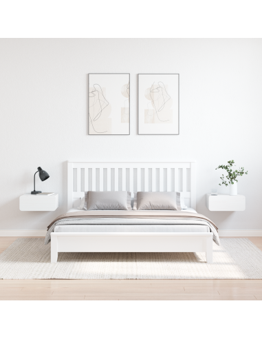 Comodino 2 pcs Bianco 39 x 34 x 16,5 cm Legno di pino massello