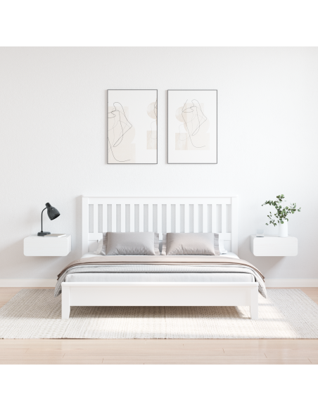 Comodino da Parete con cassetto 2 pcs Bianco 39 x 34 x 16.5 cm