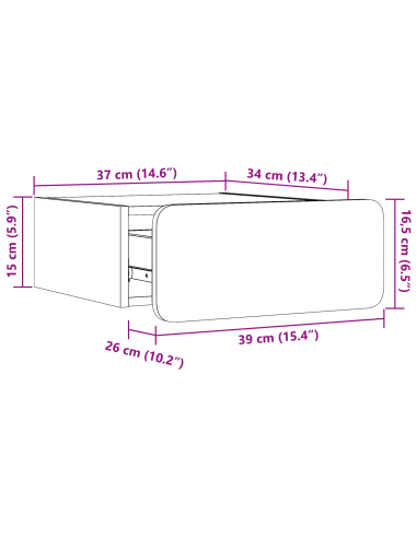 Comodino con cassetto Marrone cerato 39 x 34 x 16,5 cm