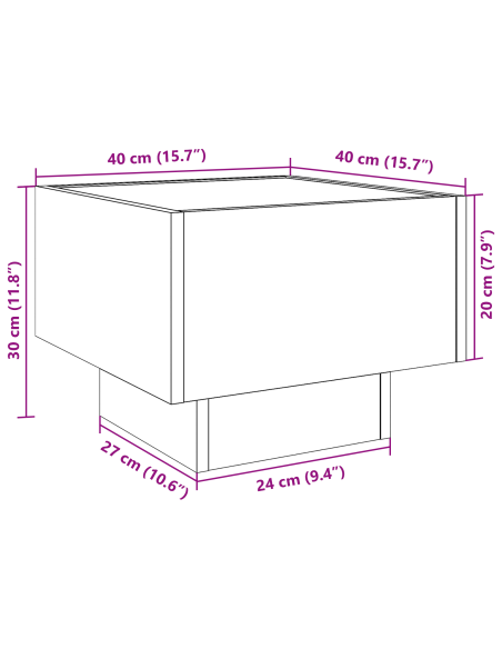 Tavolino da salotto rovere artigianale 40 x 40 x 30 cm
