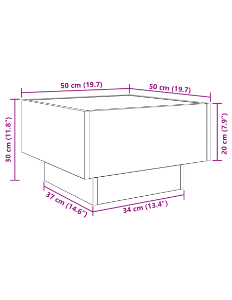 Tavolino da salotto Legno vecchio 50 x 50 x 30 cm