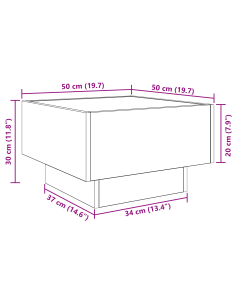 Tavolino da salotto rovere artigianale 50 x 50 x 30 cm