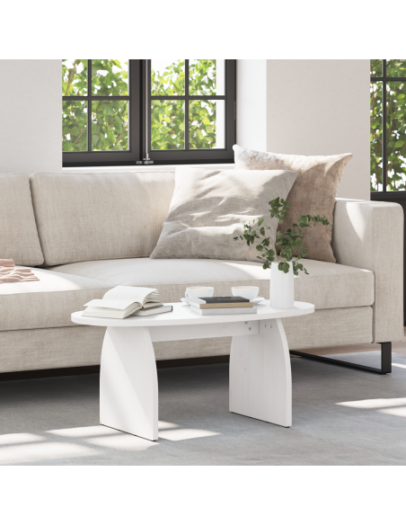 Tavolino da salotto Bianco 80 x 40 x 35 cm Pino massello