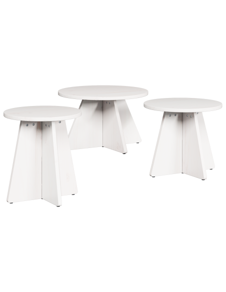 Set di Tavolini da Caffè 3 pcs Bianco 49 x 49 x 30 cm