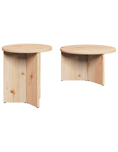 Tavolino da salotto 2 pcs Naturale Legno massello di pino