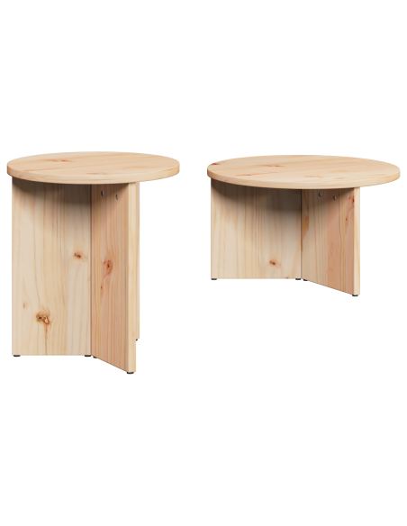 Tavolino da salotto 2 pcs Naturale Legno massello di pino