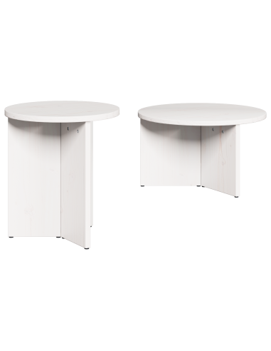 Tavolino da salotto 2 pcs Bianco Legno massello di pino