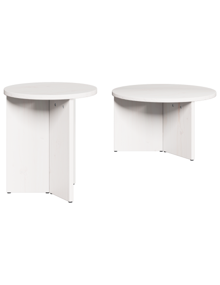 Tavolino da salotto 2 pcs Bianco Legno massello di pino