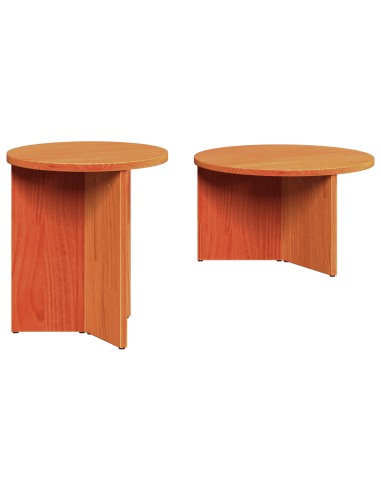 Tavolino da salotto 2 pcs Marrone cerato Legno massello di pino