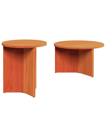 Tavolino da salotto 2 pcs Marrone cerato Legno massello di pino