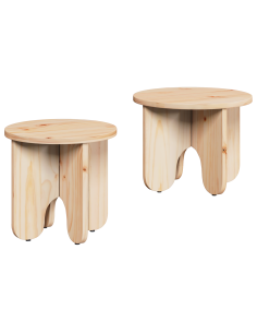 Tavolino da salotto 2 pcs Naturale Legno massello di pino