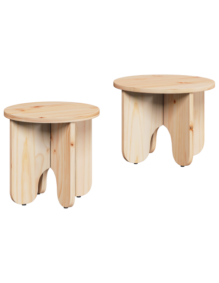 Tavolino da salotto 2 pcs Naturale Legno massello di pino