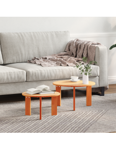 Tavolino da salotto 2 pcs Marrone cerato Legno massello di pino