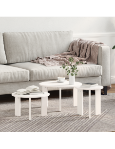 Tavolino da salotto 3 pcs Bianco Legno di pino massello