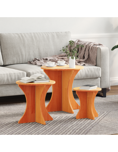 Set di Tavolini da Caffè 3 pcs Cera marrone 46 x 46 x 47 cm