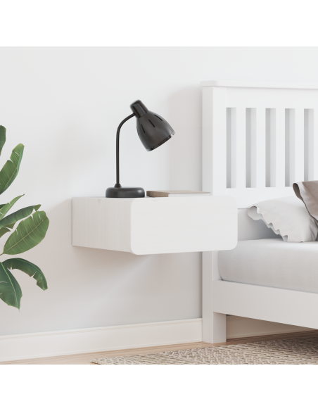 Comodino da Parete con cassetto 2 pcs Bianco 39 x 34 x 16.5 cm