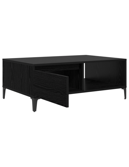 Tavolino da salotto con lo scaffale Rovere nero 90 x 60 x 35 cm