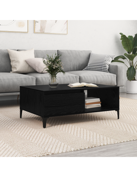 Tavolino da salotto con lo scaffale Rovere nero 90 x 60 x 35 cm