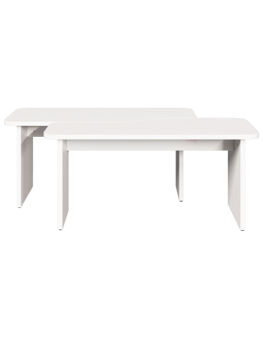 Tavolino da salotto 2 pcs Bianco Legno di pino massello