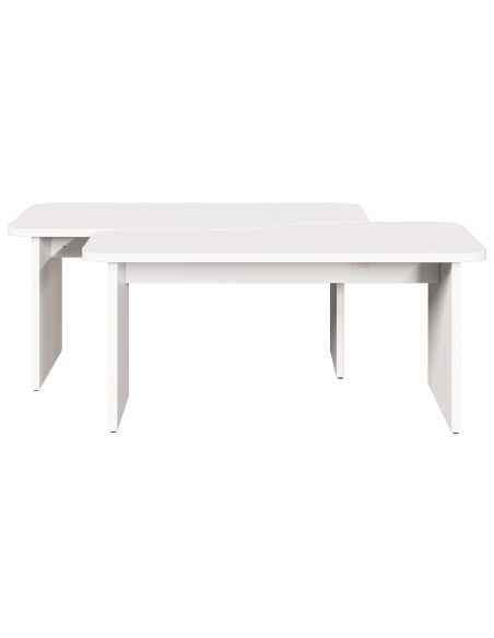 Tavolino da salotto 2 pcs Bianco Legno di pino massello