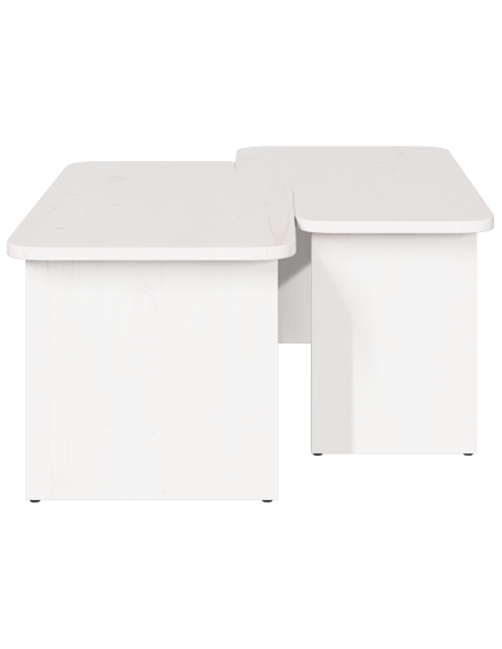 Tavolino da salotto 2 pcs Bianco Legno di pino massello