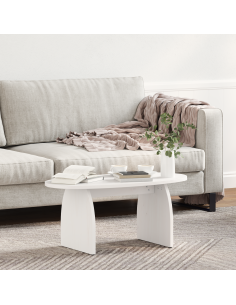 Tavolino da salotto Bianco 80 x 40 x 35 cm Pino massello 2
