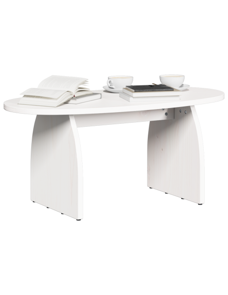 Tavolino da salotto Bianco 80 x 40 x 35 cm Pino massello