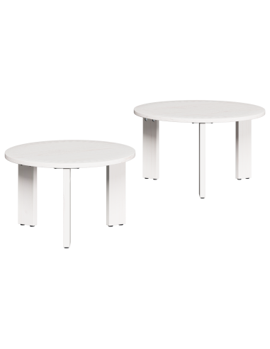 Tavolino da salotto 2 pcs Bianco Legno massello di pino