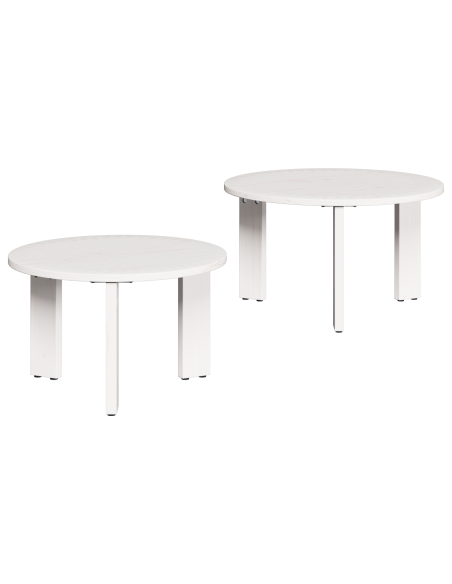 Tavolino da salotto 2 pcs Bianco Legno massello di pino