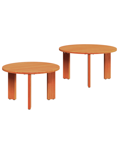 Tavolino da salotto 2 pcs Marrone cerato Legno massello di pino