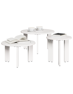 Tavolino da salotto 3 pcs Bianco Legno di pino massello 2