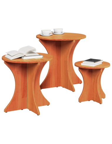 Tavolino da salotto 3 pcs Marrone cerato