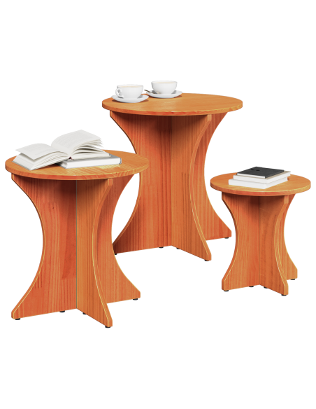 Set di Tavolini da Caffè 3 pcs Cera marrone 46 x 46 x 47 cm