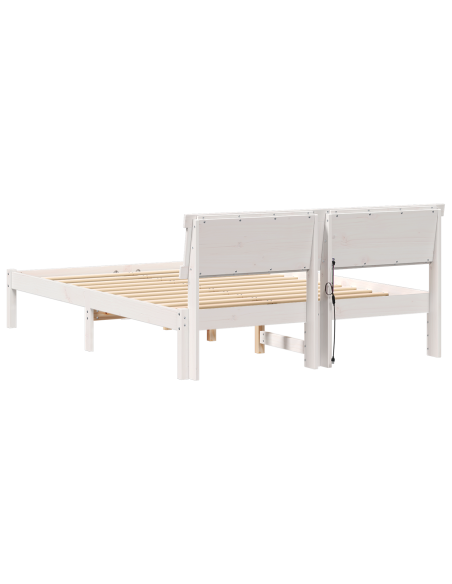 Struttura del letto Bianco 135 x 190 cm Pino massello