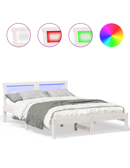 Struttura del letto Bianco 135 x 190 cm Pino massello