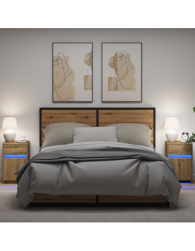 Armadio da Letto LED 2 pcs rovere artigianale 38 x 34 x 61 cm