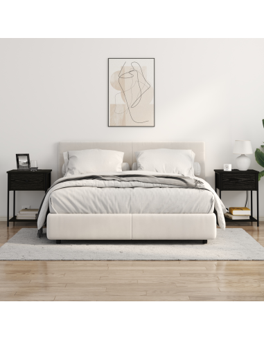 Armadio da Notte con cassetto 2 pcs Rovere Nero 42 x 41 x 56 cm