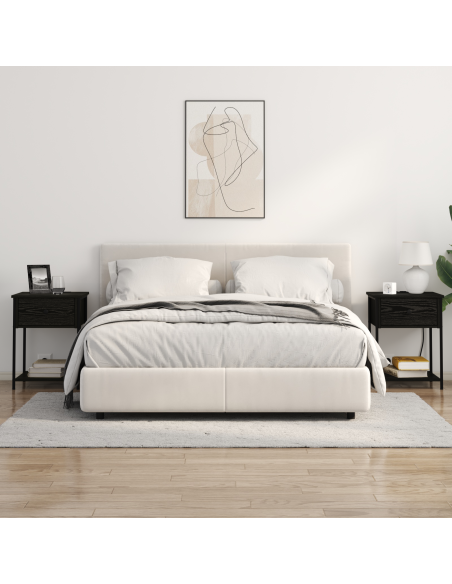 Armadio da Notte con cassetto 2 pcs Rovere Nero 42 x 41 x 56 cm