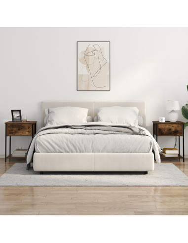 Armadio da Notte con cassetto 2 pcs Rovere fumé 42 x 41 x 56 cm