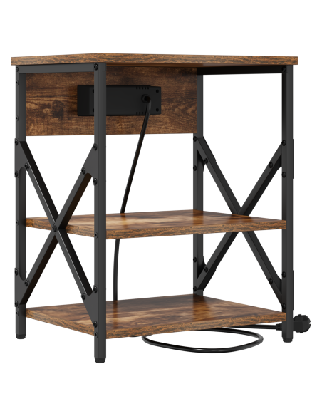 Comò con stazione di ricarica con lo scaffale 2 pcs Rovere fumo